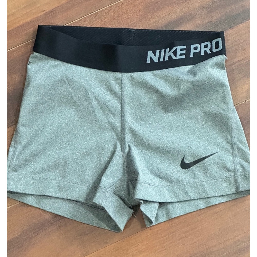 Nike Pro Olive Green Athletic Shorts with Black Waistband